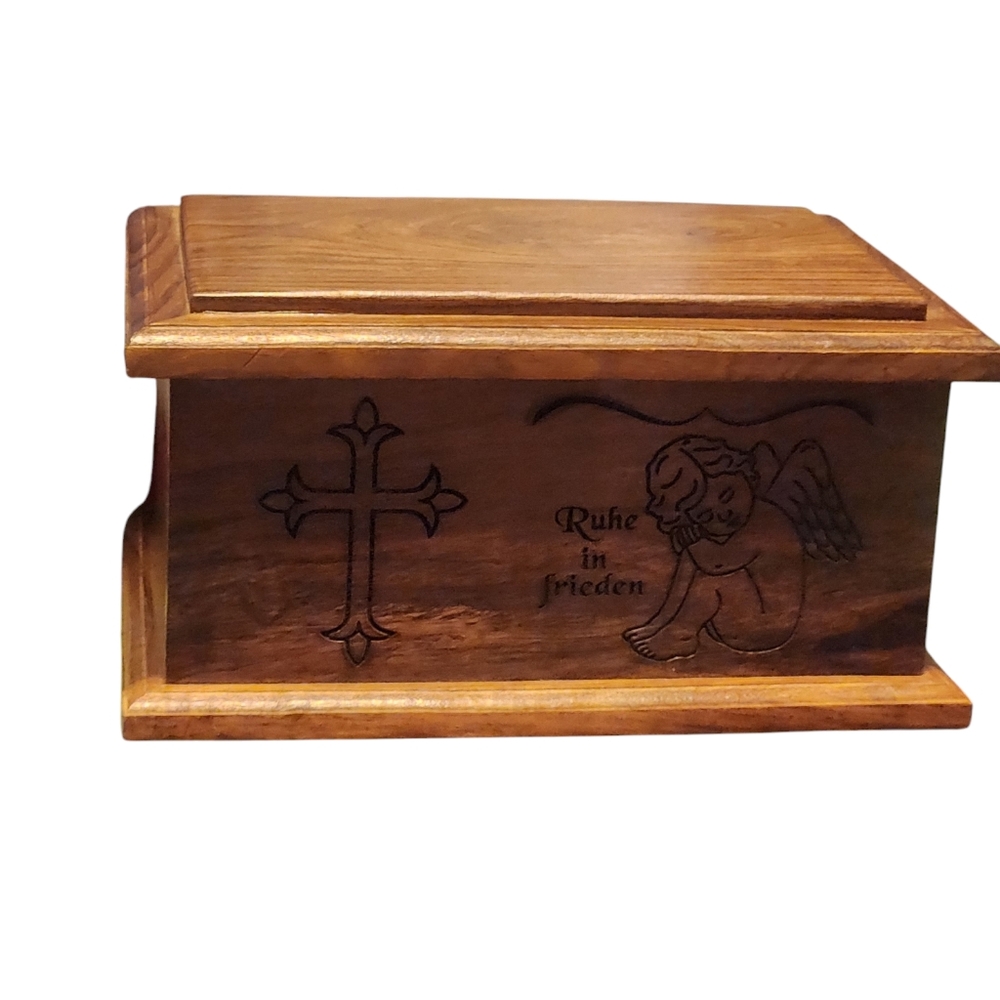 Creamation Urn Wooden Box Angel Engraved